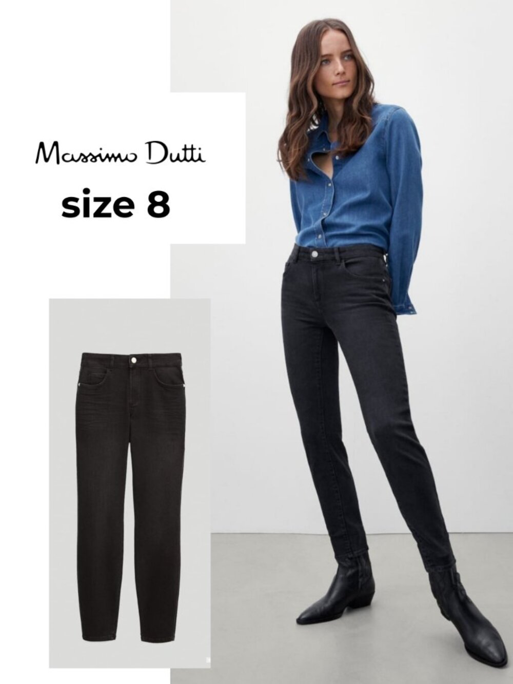 Massimo Dutti Black Midwaist Skinny Jeans - Sleek Fit